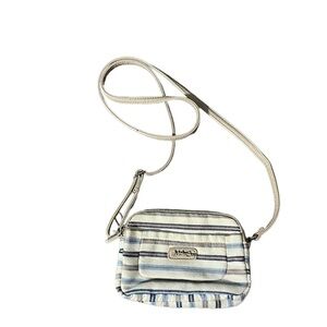 The Sak MultiSak Striped Canvas Cross Body Small Purse Bag Multiple Pockets